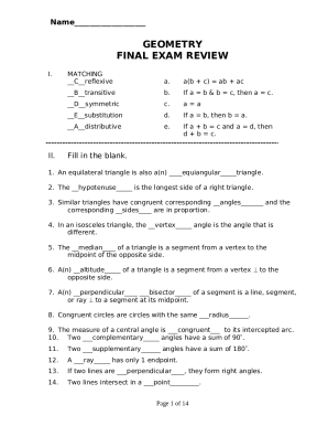 Sample Final Exam Questions - Geometry - Chapter 2.tst Doc Template ...