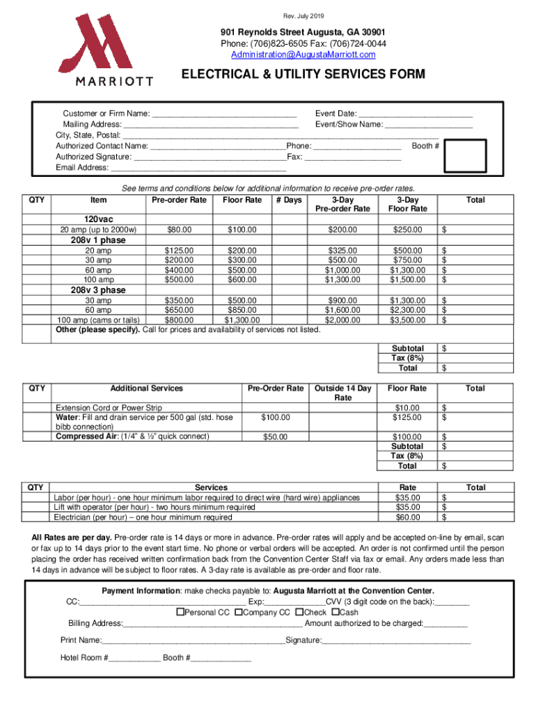 Fillable Online events afcea Electrical & Utility Services Form