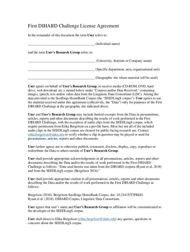 Fillable Online First DIHARD Challenge Evaluation SEEDLingS LDC
