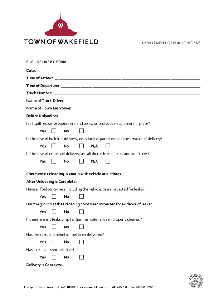 Fillable Online Fuel Delivery Form Fax Email Print - pdfFiller