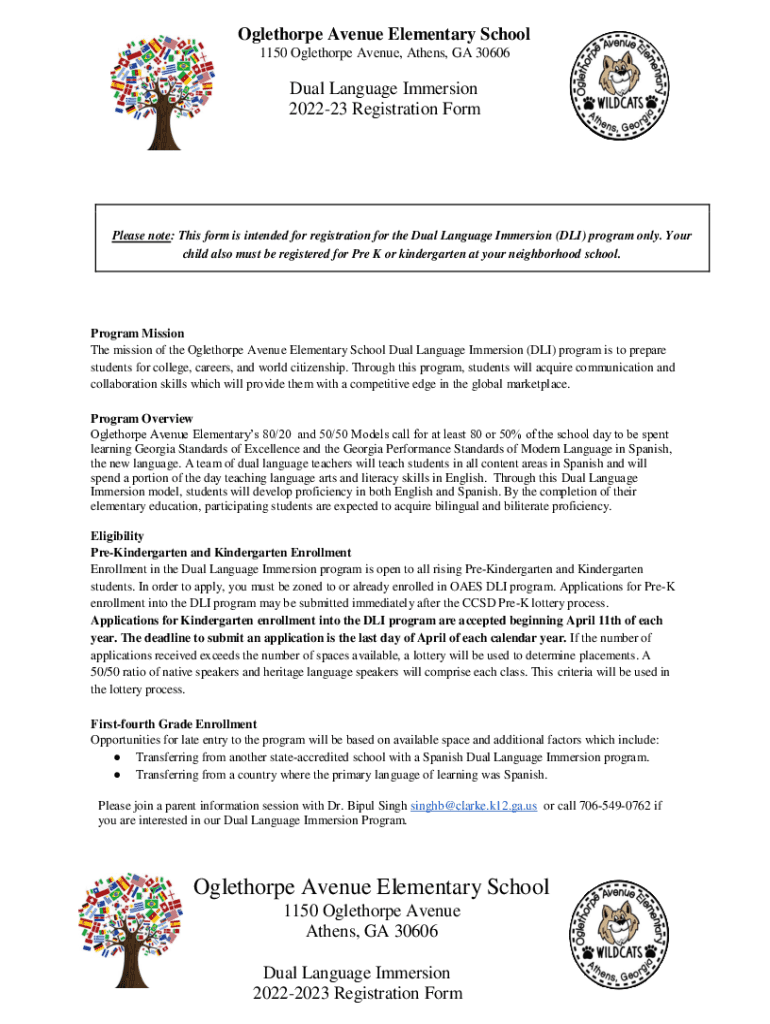 Fillable Online Oglethorpe Ave. elementary's dual language Online