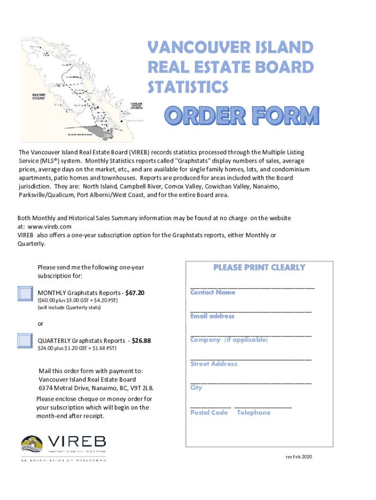 Fillable Online Stats Order FormFeb 2020 Vancouver Island Real