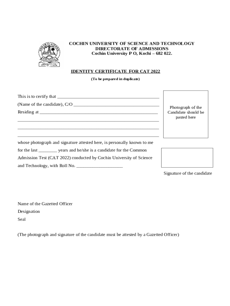 Fillable Online CUSAT CAT Application Form 2023 (Released) Apply