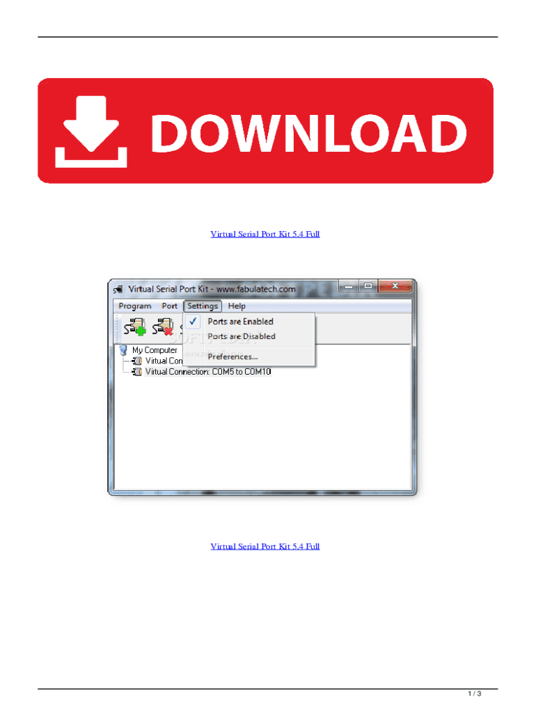 Fillable Online Virtual Serial Port Kit Free download and software