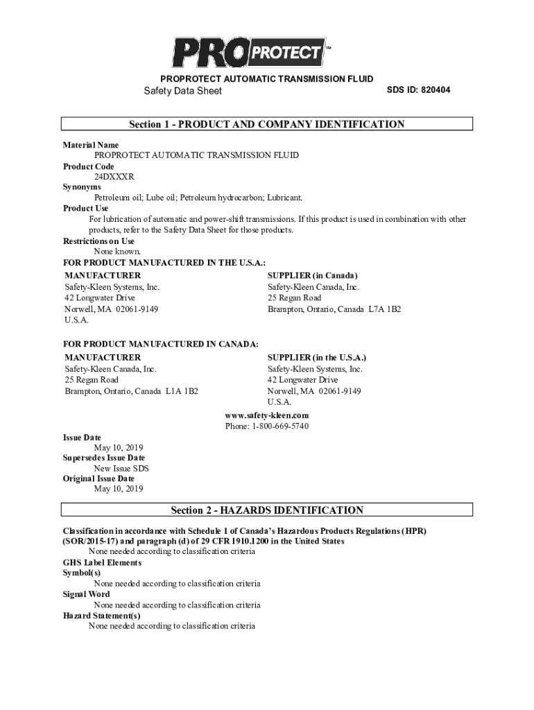 Fillable Online Service Pro Automatic Transmission Fluid Safety