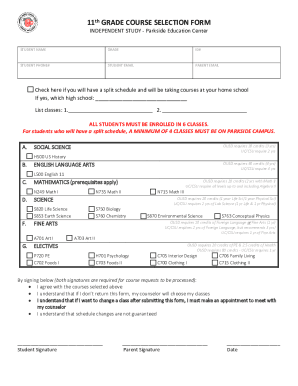 Fillable Online 11th GRADE COURSE SELECTION FORM - EDGE VIRTUAL ... Fax ...