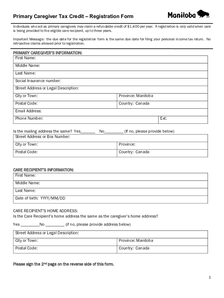 canada primary caregiver tax credit Preview on Page 1