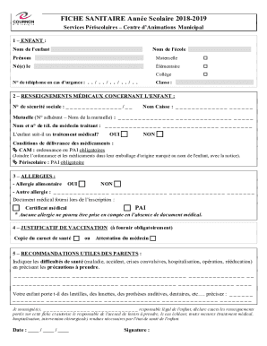 FICHE SANITAIRE DE LIAISON - Mantes la Jolie