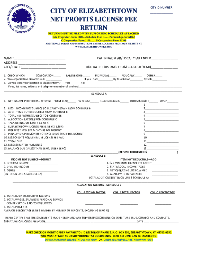 Finance Department - City of Elizabethtown Preview on Page 1