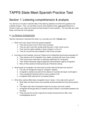 Fillable Online TAPPS State Meet Spanish Practice Test - KEY Fax Email ...