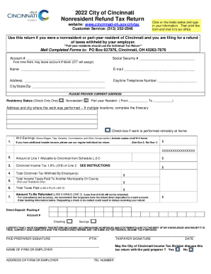 Fillable Online General Income Tax Forms - Finance - City of Cincinnati ...