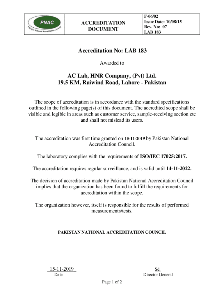Fillable Online LAB 074 - ACCREDITATION DOCUMENT Fax Email Print ...