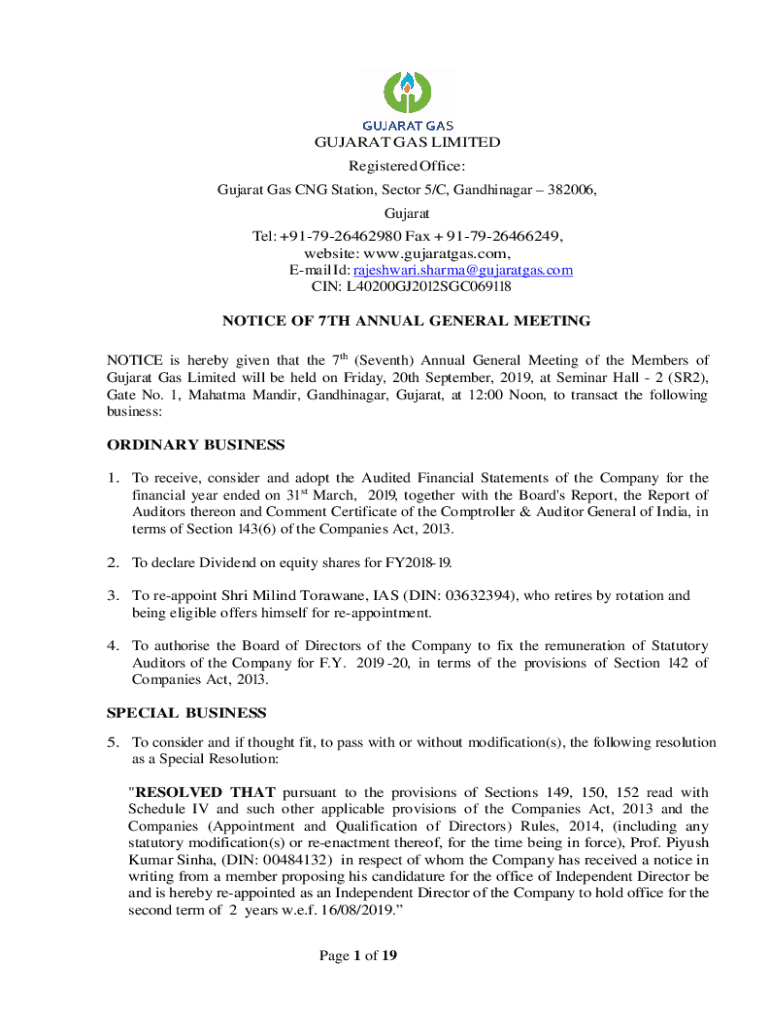 Fillable Online Gujarat Gas Ltd. India's Largest City Gas