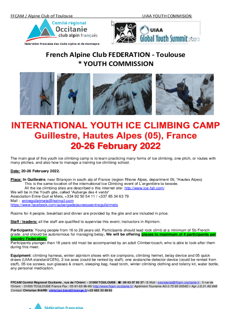 Fillable Online ActivitiesThe Alpine Club of Canada Ottawa Section