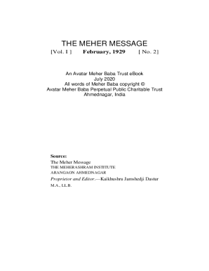 THE MEHER MESSAGE - Avatar Meher Baba Trust
