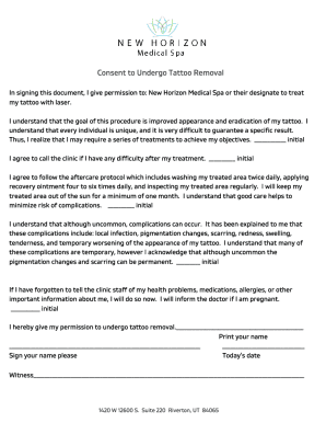 Fillable Online consent to tattoo procedure release and waiver of all ...