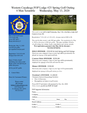 Western Cuyahoga FOP Lodge #25 Spring Golf Outing 4 Man ...