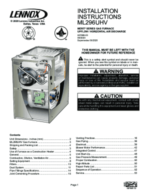Fillable Online Lennox ELITE Series Installation Instructions Manual ...