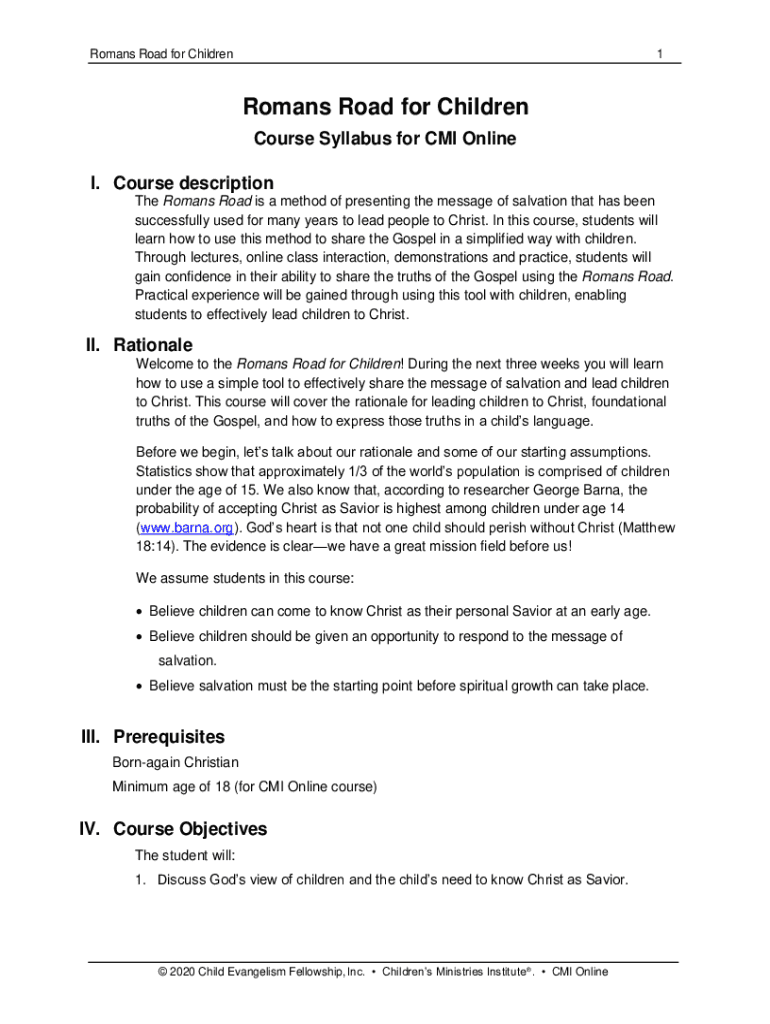 Fillable Online The Romans Road Is An Intellectual Method Of Evangelism ...