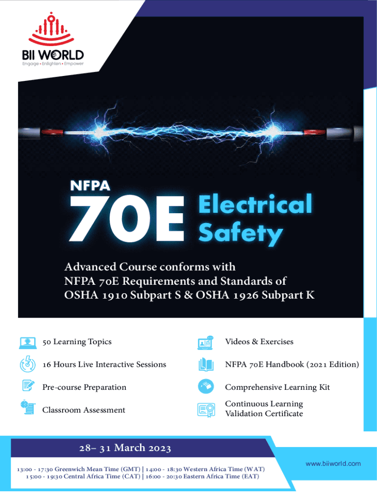 Fillable Online Electrical Safety Standards in the Workplace NFPA 70E Fax Email Print pdfFiller