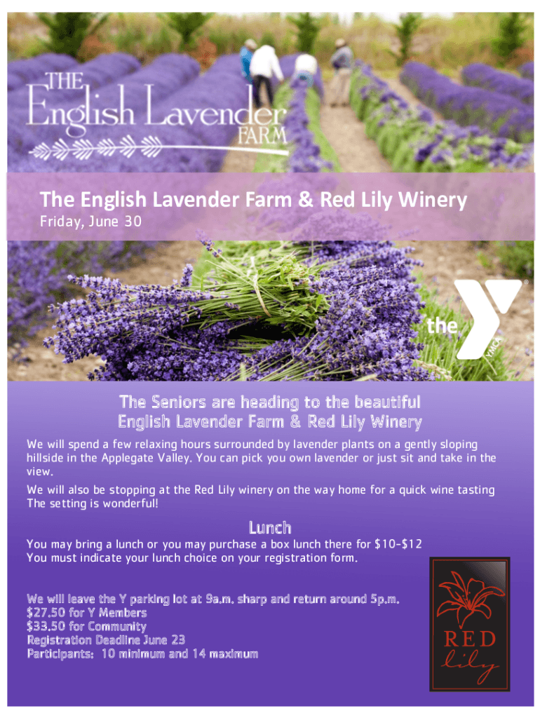 Fillable Online The English Lavender Farm (Applegate) All You Need to