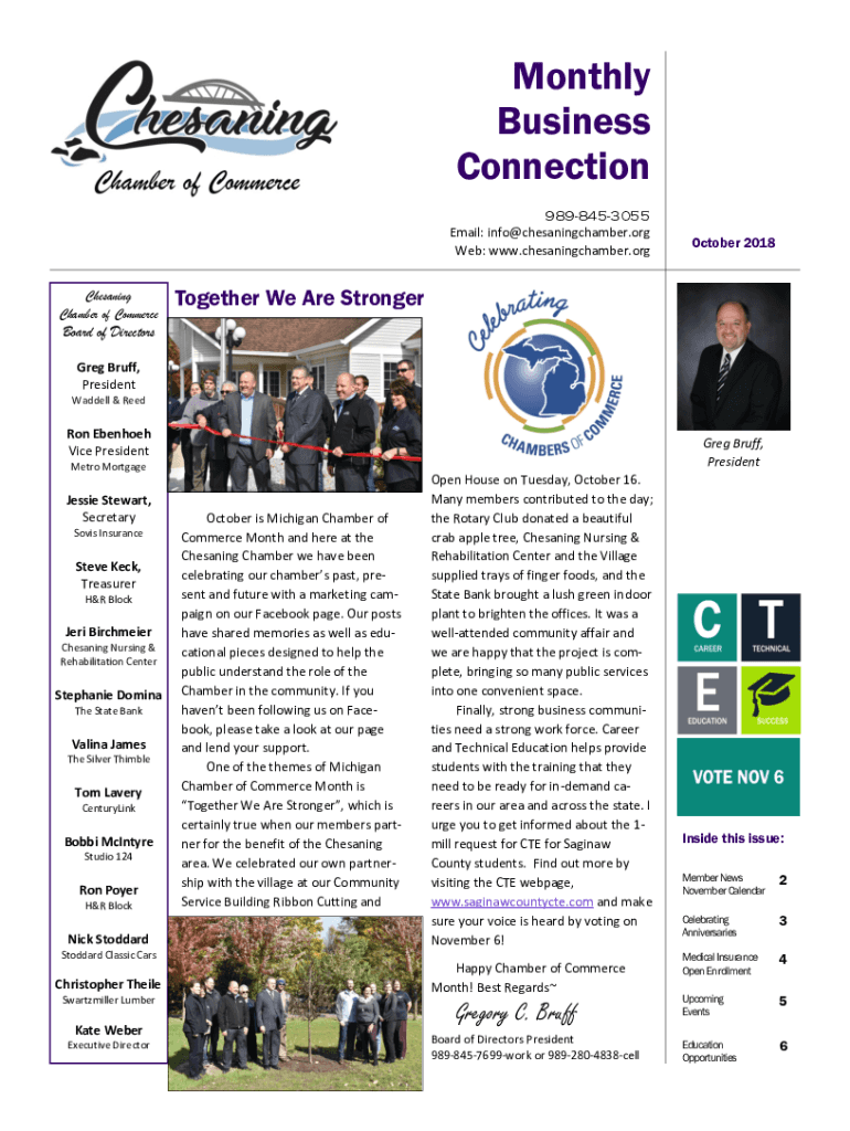 Fillable Online Monthly Business Connection Chesaning Chamber of