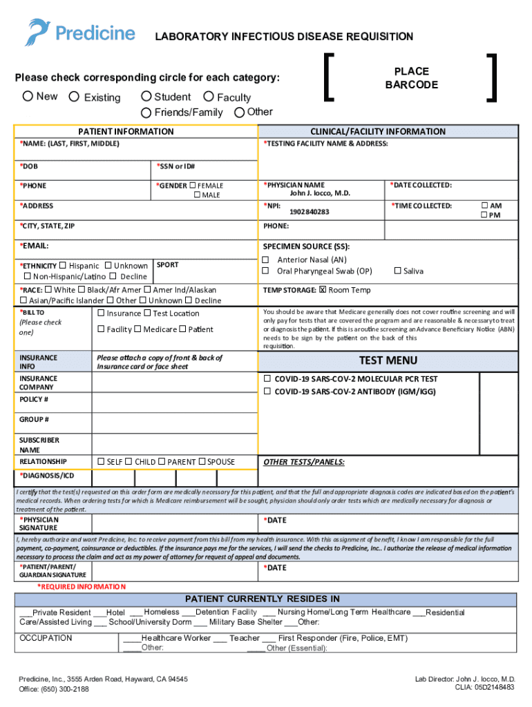 Fillable Online What items do I need to take to the Labcorp patient