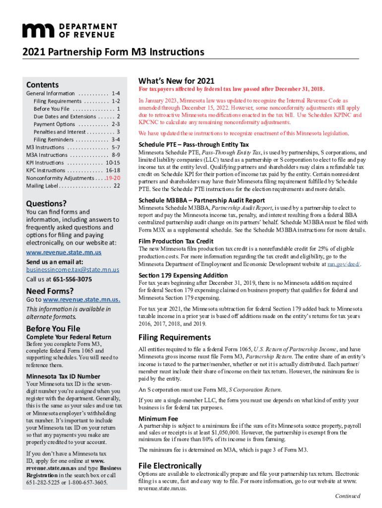 Fillable Online 2020 Partnership Form M3 Instructions PDF Free