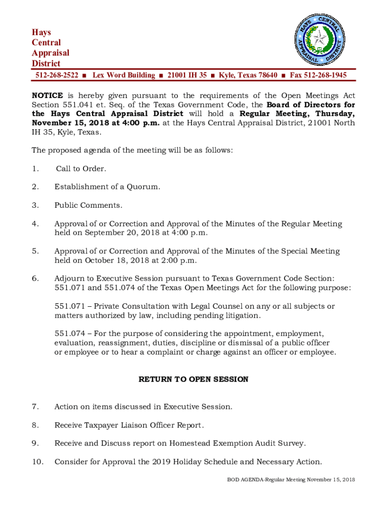 Fillable Online Hays County Appraisal District Texas Land