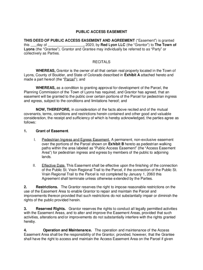 Fillable Online PUBLIC ACCESS EASEMENT THIS DEED OF PUBLIC ACCESS