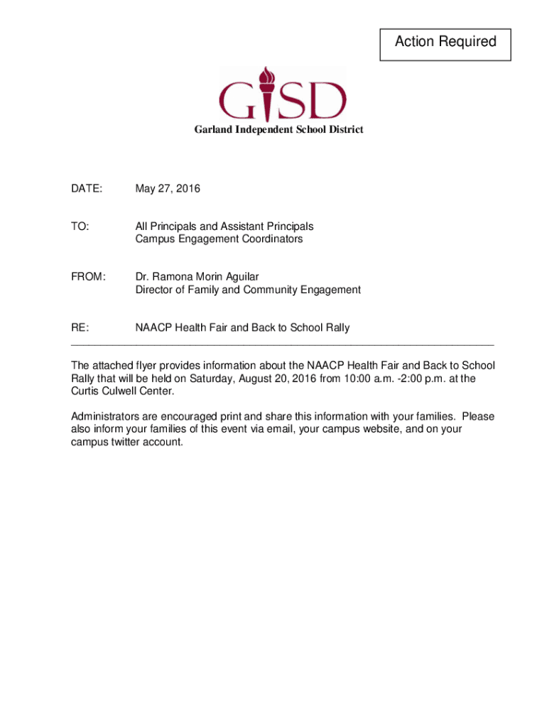 Fillable Online Action Required Garland ISD Fax Email Print pdfFiller