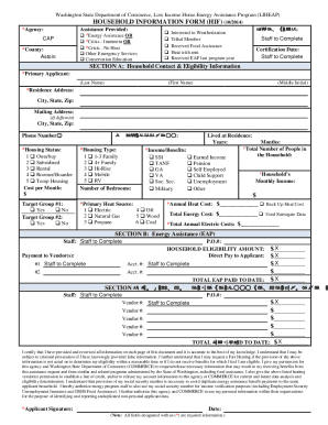 Washington State LIHEAP Household Information Form