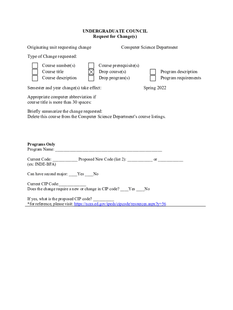 Fillable Online New Courses and Course Changes - Governance Office Fax ...