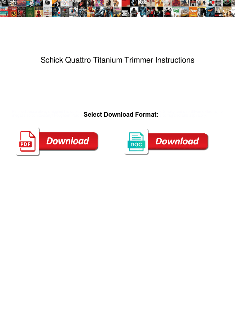 Fillable Online Schick Quattro Titanium Trimmer Instructions. Schick