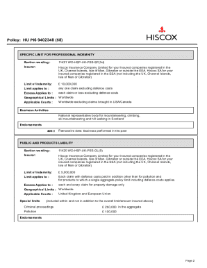 Certificate of professional indemnity insurance - eTool