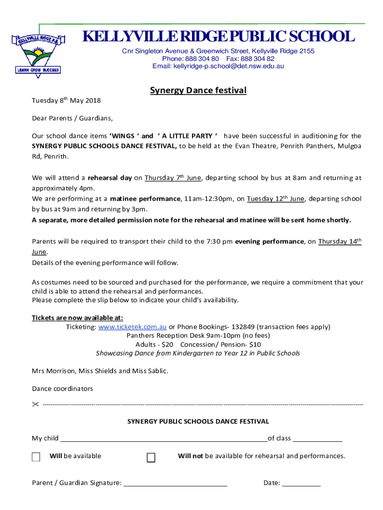 Fillable Online About our school Kellyville Ridge Public School Fax