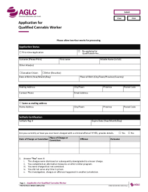 Application for Qualified Cannabis Worker - AGLC