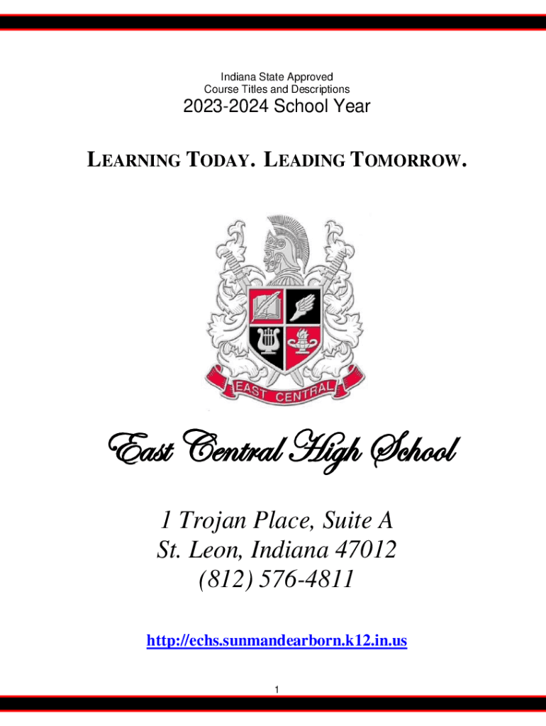 Fillable Online echs sunmandearborn k12 in East Central High School in