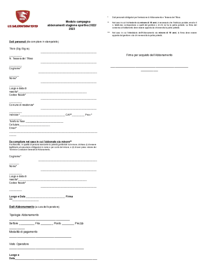 Compilabile Online Fidelity Card SSC NAPOLI Fan Stadium Card Fax Email