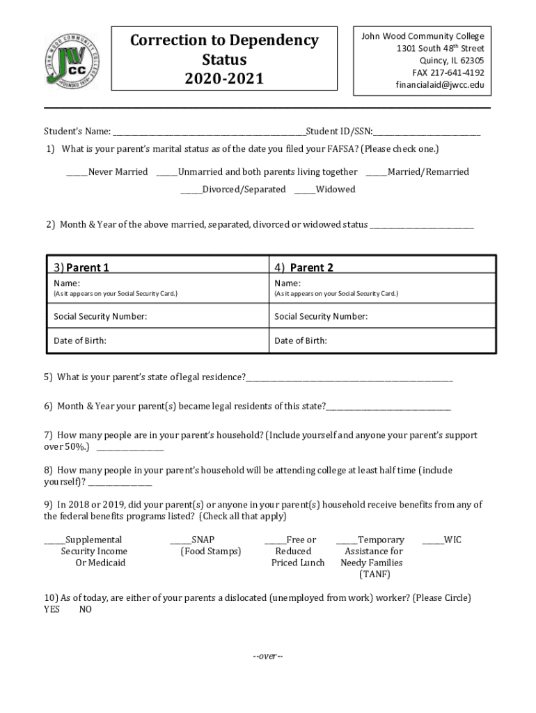 Fillable Online Financial Aid Forms - JWCC Fax Email Print - pdfFiller