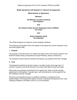 Fillable Online Collective Agreement 2015 to 2017 between OPSEU and MBC ...