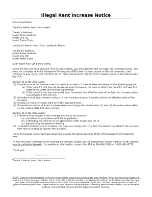 Illegal Rent Increase Notice