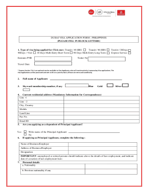 dubai visa application form - philippines (please fill in block letters)