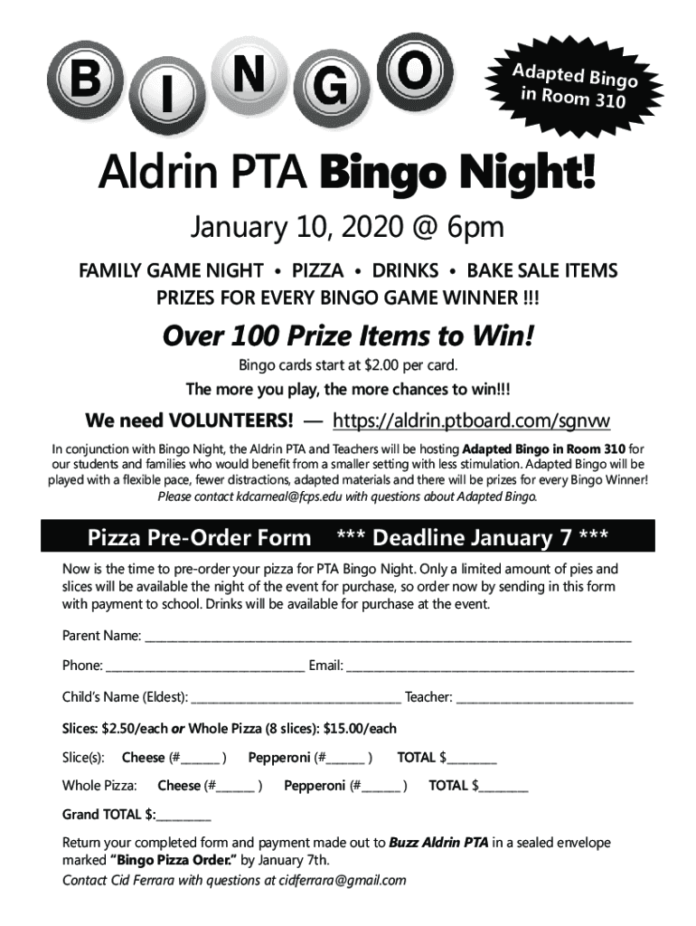 Fillable Online Community Bingo - Prize TableBingo party food ...