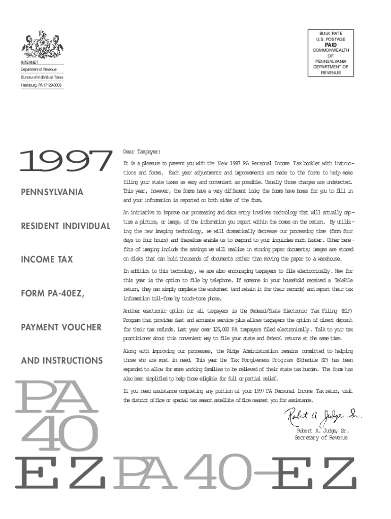 Fillable Online 1997 PA Individual Tax Return Instructions