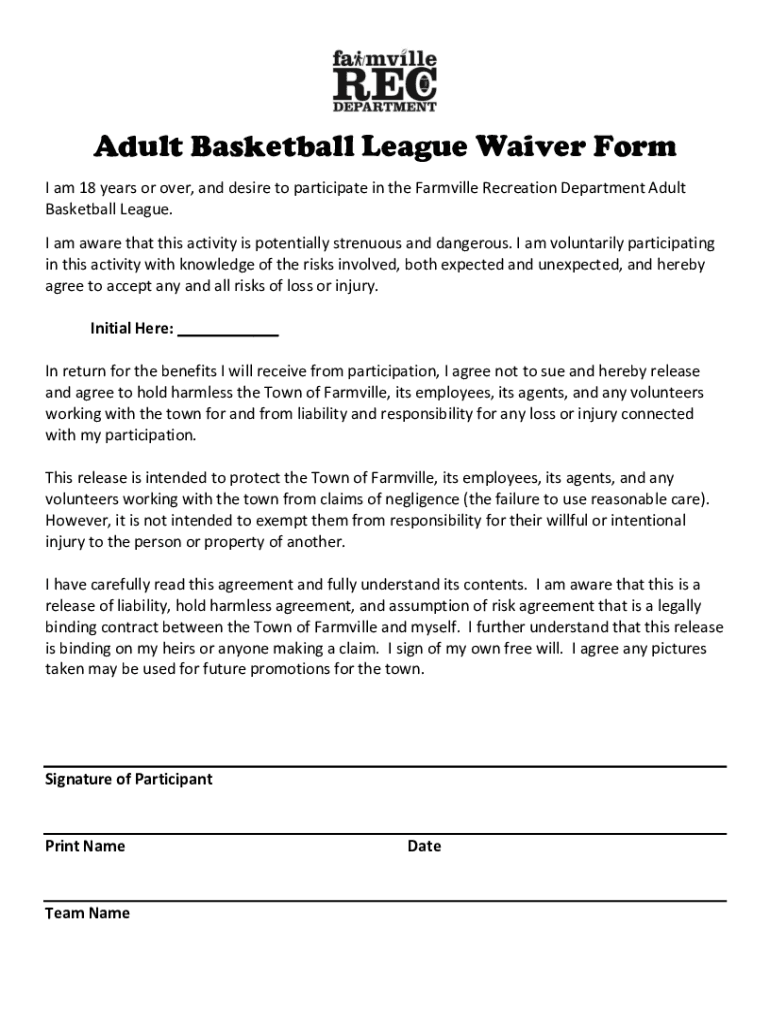 Adult Basketball Waiver Form- St Patrick Parish Men's Preview on Page 1