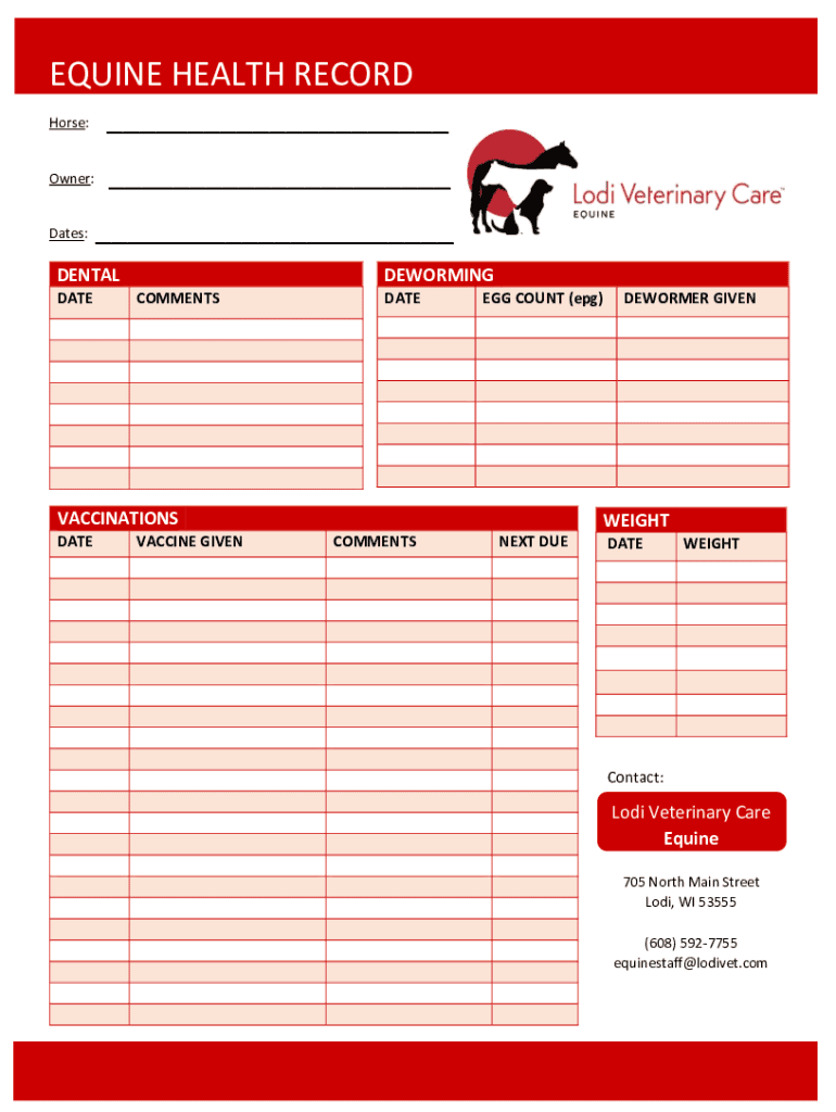 Fillable Online Electronic Vet Online Equine Health Records Fax Email