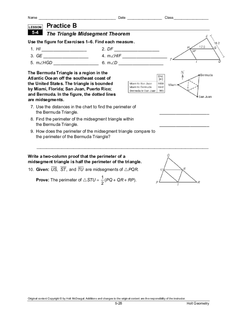 Fillable Online 5 Midsegment of a Triangle.ksig Kuta Software Fax