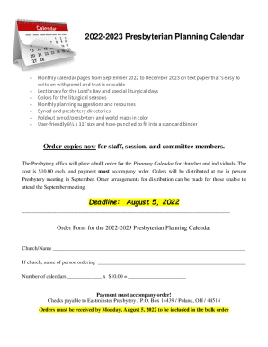 Presbyterian Planning Calendar