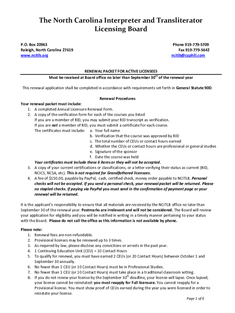 Fillable Online Licensing for Interpreter Or Transliterator in North